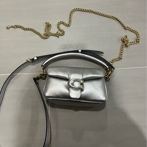 Coach Silver Crossbody Bag with Gold Chain